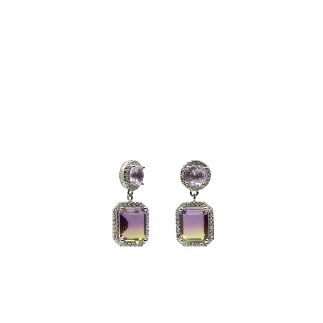 Pendientes De Piedras De Colores | LINEARGENT Pendientes de piedras de colores en tonos lavanda y amarillo