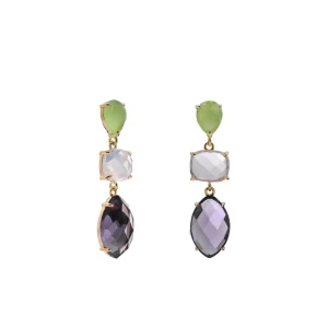 Pendientes Largos | Pendientes De Piedra Natural | LINEARGENT Pendientes de piedras de colores largos tono amatista