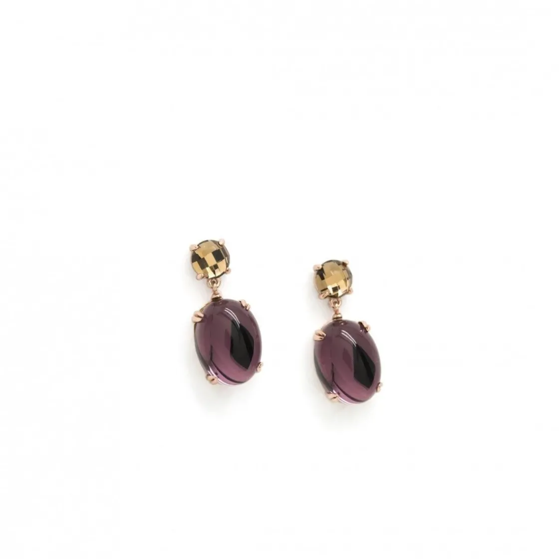 Pendientes De Piedras De Colores | LINEARGENT Pendientes de piedras de colores moradas diseño cabouchón