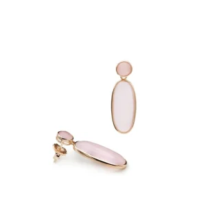 Pendientes Largos | Pendientes De Piedras De Colores | LINEARGENT Pendientes de piedras de colores plata diseño largo ovalado en rosa