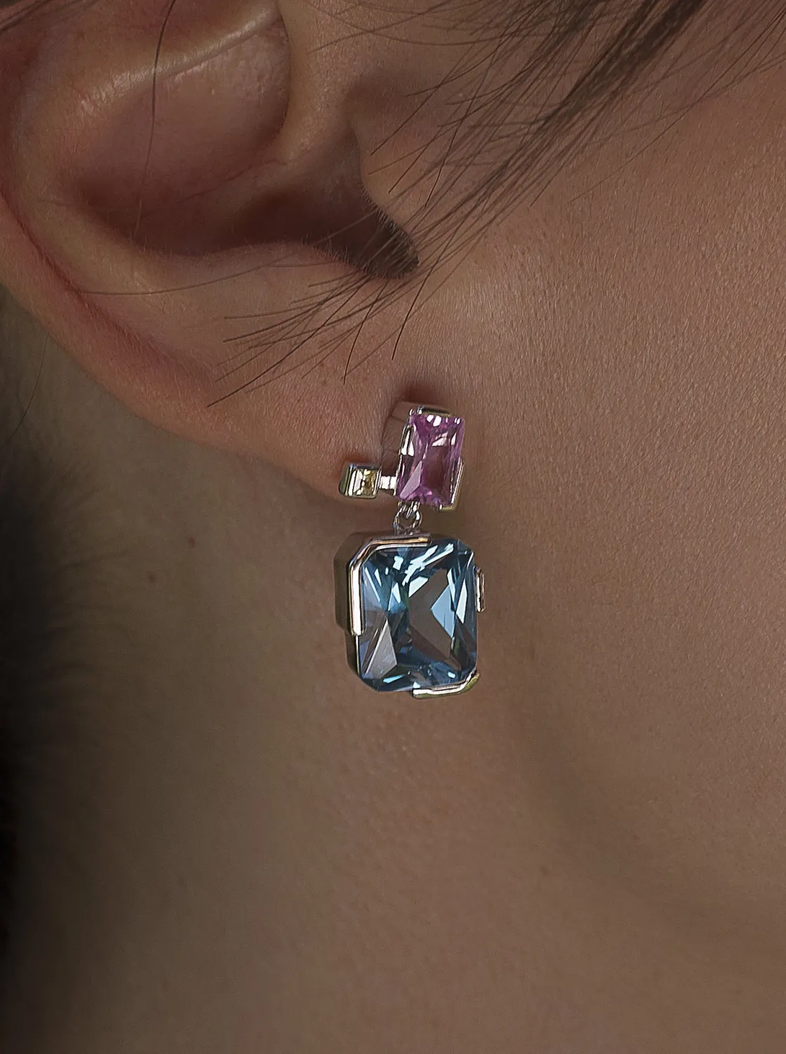 Pendientes De Piedra Natural | Pendientes De Piedras De Colores | LINEARGENT Pendientes de piedras de colores talla esmeralda