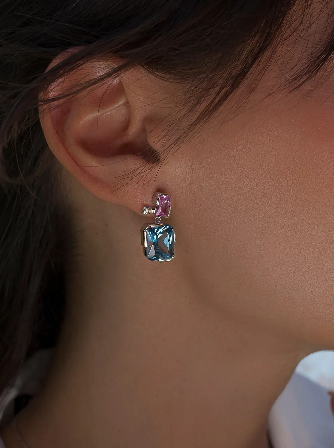 Pendientes De Piedra Natural | Pendientes De Piedras De Colores | LINEARGENT Pendientes de piedras de colores talla esmeralda