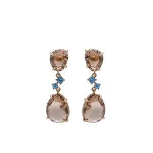 Pendientes Largos | Pendientes De Piedras De Colores | LINEARGENT Pendientes de piedras de colores tonos tierra y circonitas
