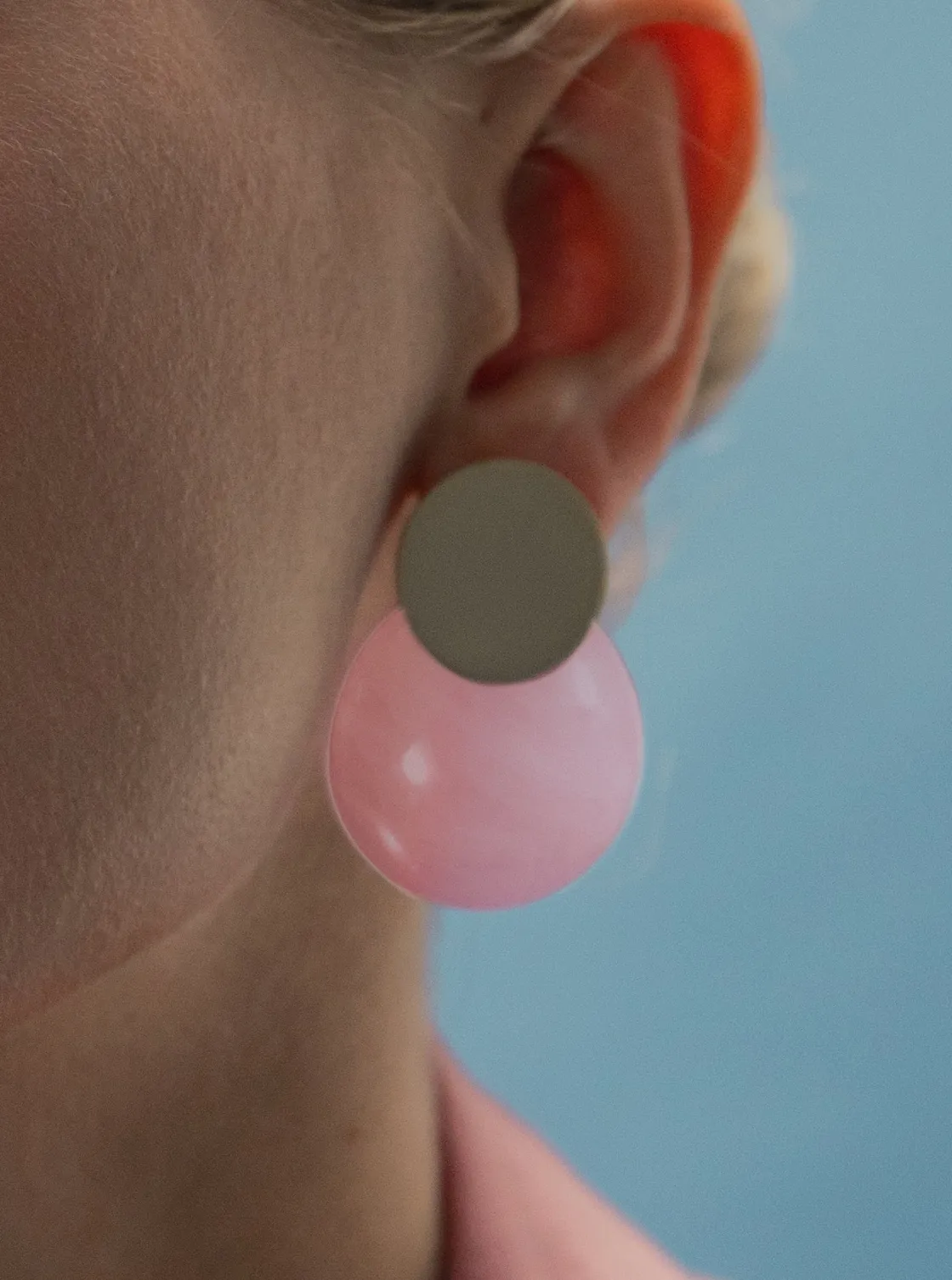 Pendientes De Piedra Natural | LINEARGENT Pendientes de plata bañada en oro y quarzo rosa circular