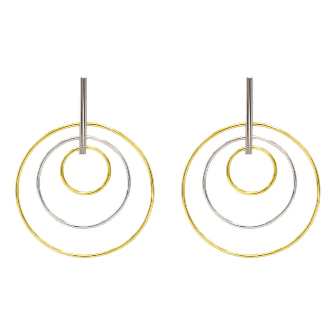 Pendientes Bicolor | LINEARGENT Pendientes de plata bicolor compuestos por círculos de varios tamaños