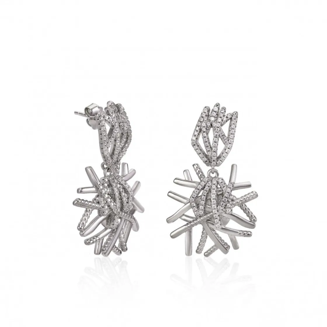 Pendientes Largos | LINEARGENT Pendientes largos brillantes diseño motivo irregular y circonitas