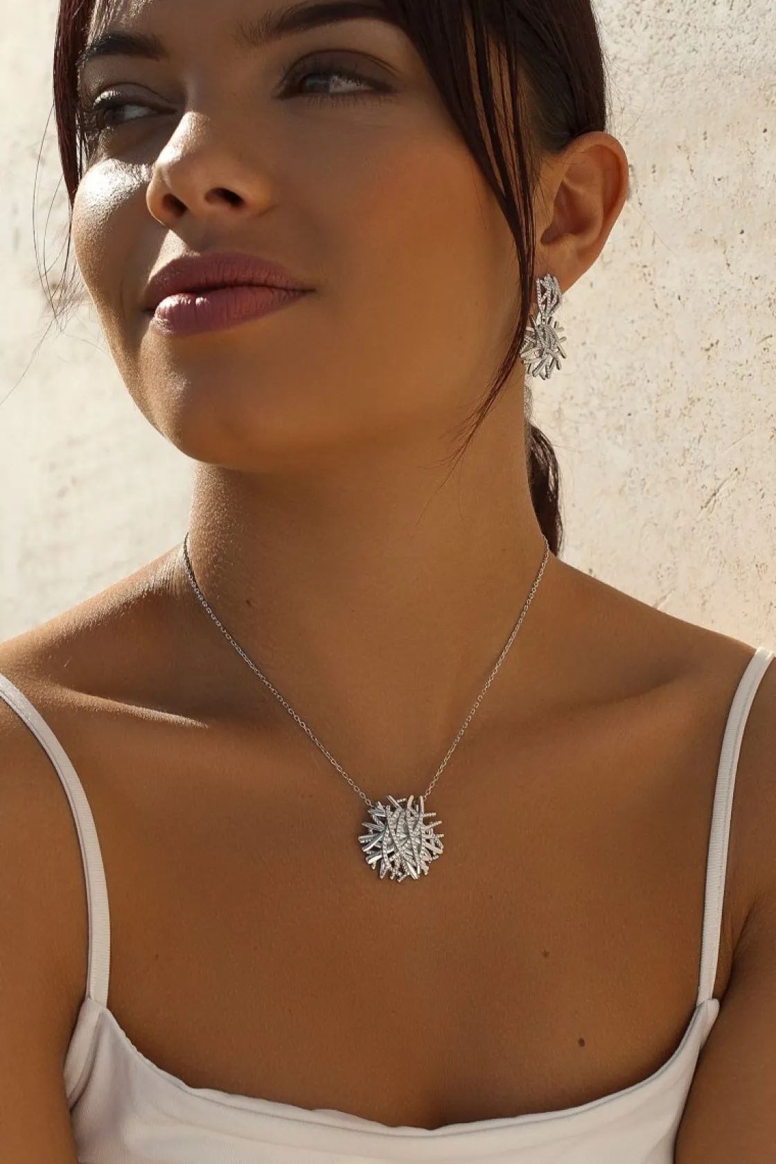 Pendientes Largos | LINEARGENT Pendientes largos brillantes diseño motivo irregular y circonitas