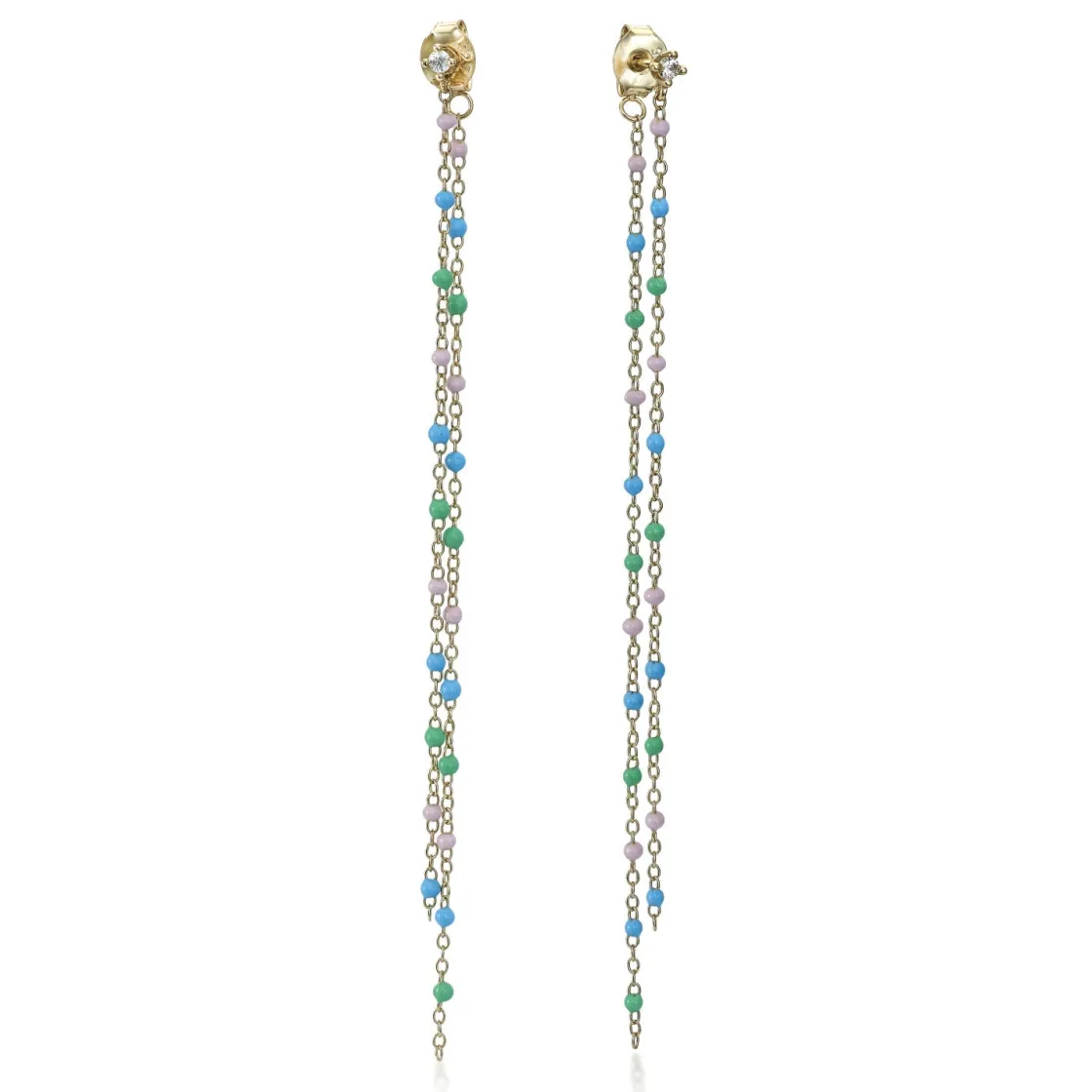 Pendientes Largos | LINEARGENT Pendientes largos con doble cadena diseño nature
