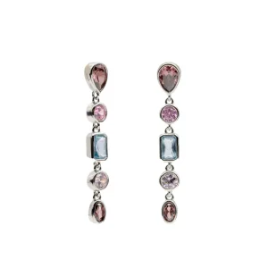 Pendientes Largos | Pendientes De Piedras De Colores | LINEARGENT Pendientes largos con piedras en tonos románticos