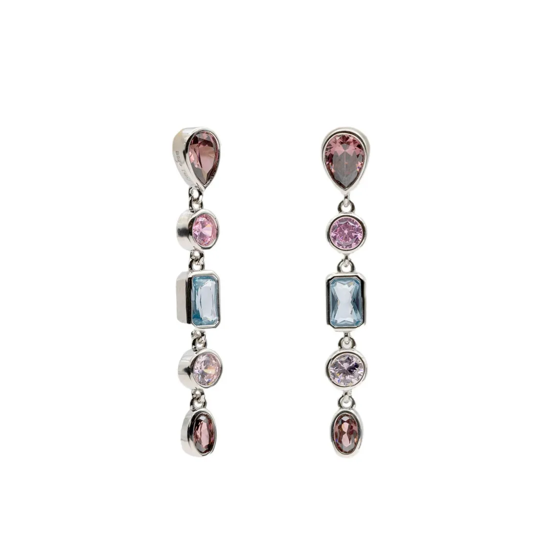 Pendientes Largos | Pendientes De Piedras De Colores | LINEARGENT Pendientes largos con piedras en tonos románticos