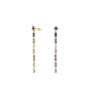Pendientes Largos | Pendientes De Piedras De Colores | LINEARGENT Pendientes largos de gemas diseño multicolor