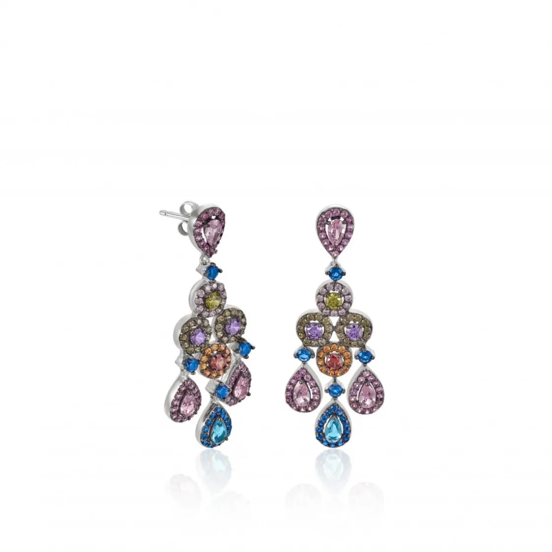 Pendientes Largos | Pendientes De Piedras De Colores | LINEARGENT Pendientes largos de piedras de colores diseño lámpara