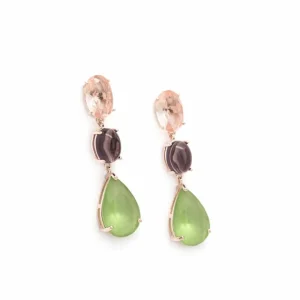 Pendientes Largos | Pendientes De Piedras De Colores | LINEARGENT Pendientes largos de piedras de colores óvalo perilla y cabouchon