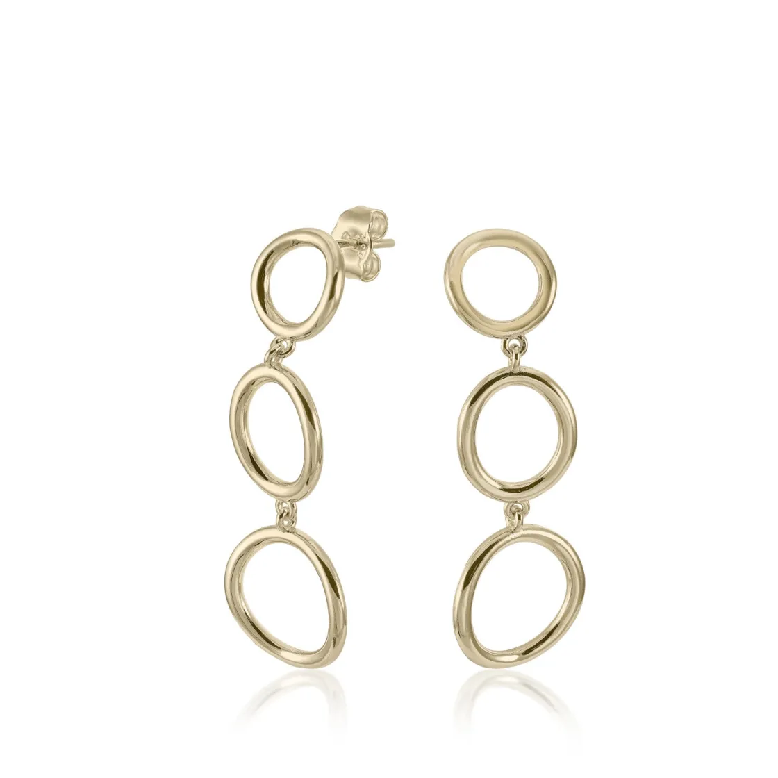 Pendientes Largos | LINEARGENT Pendientes largos de plata bañada en oro diseño circular