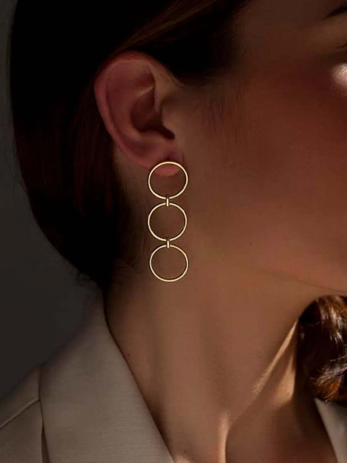 Pendientes Largos | LINEARGENT Pendientes largos de plata bañada en oro estilo boho