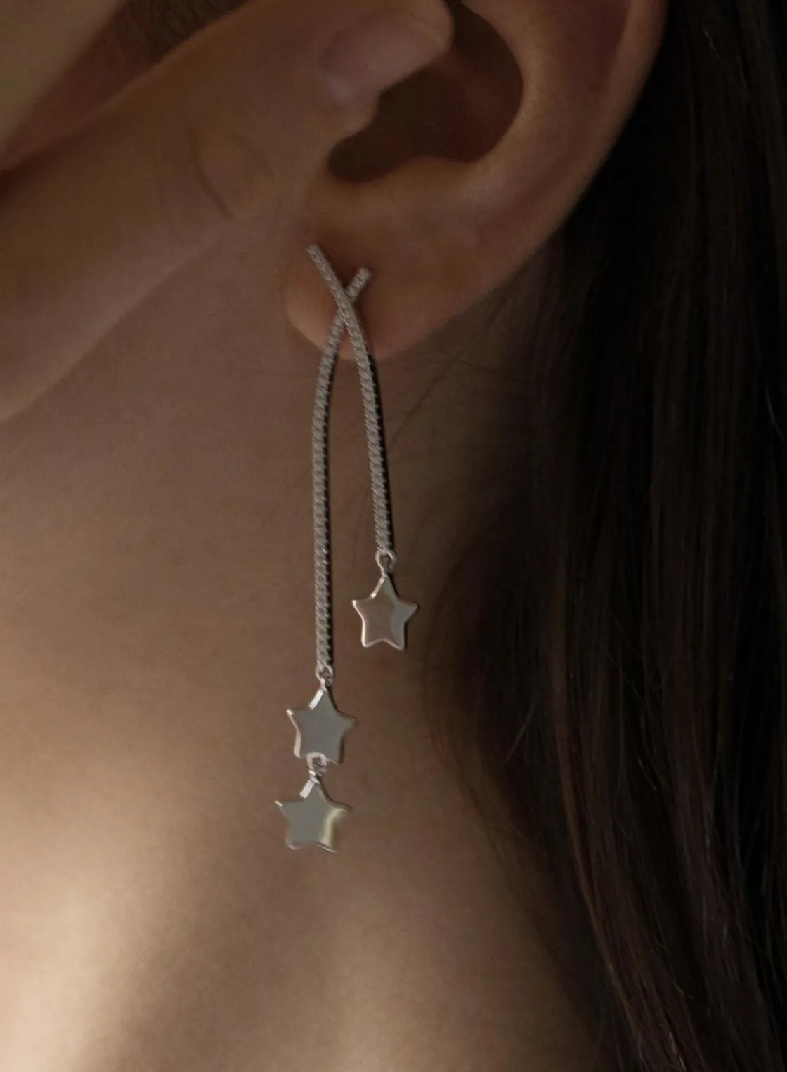 Pendientes Largos | LINEARGENT Pendientes largos de plata brillantes doble charm