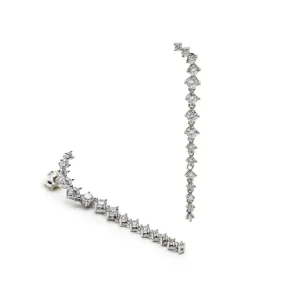 Pendientes Largos | LINEARGENT Pendientes largos de plata brillantes estilo novia colgantes