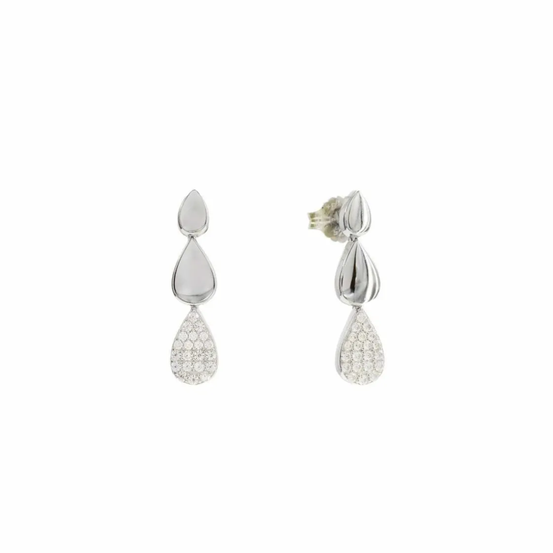 Pendientes Largos | LINEARGENT Pendientes largos de plata brillantes motivo de lágrima y circonitas