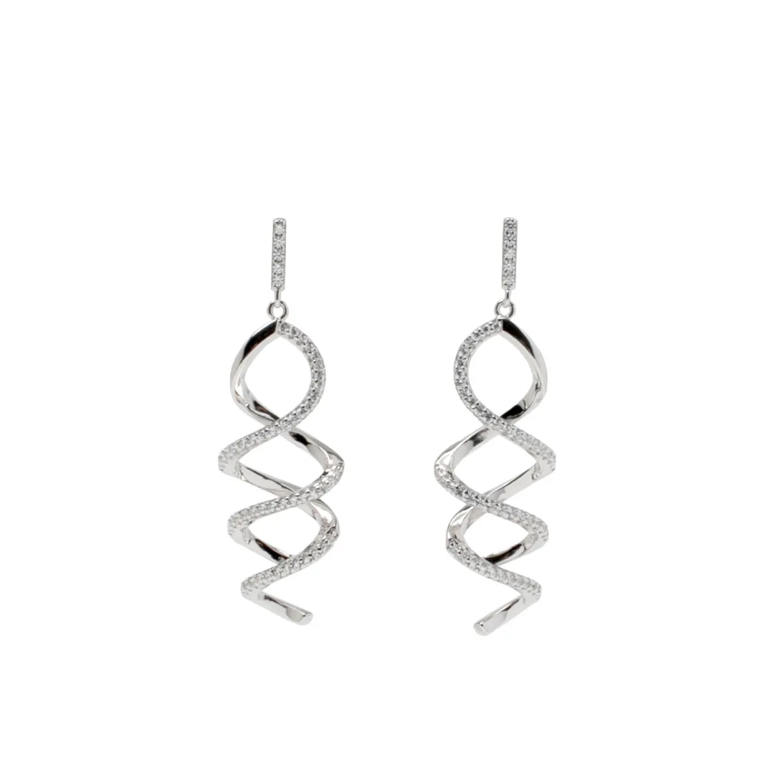 Pendientes Largos | LINEARGENT Pendientes largos de plata con diseño en espiral