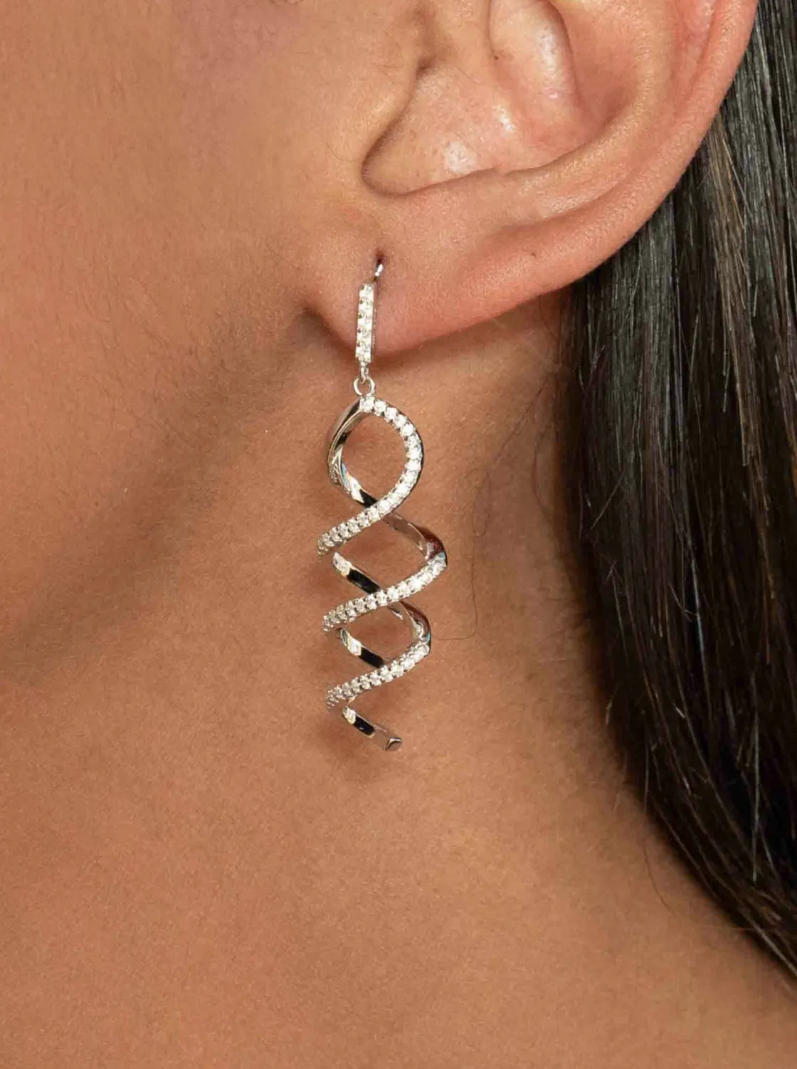 Pendientes Largos | LINEARGENT Pendientes largos de plata con diseño en espiral