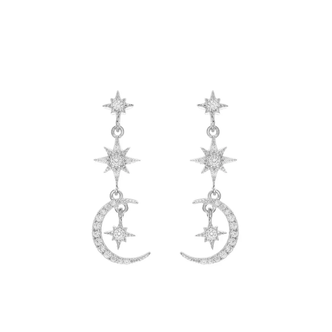 Pendientes Largos | LINEARGENT Pendientes largos de plata con diseño lunático