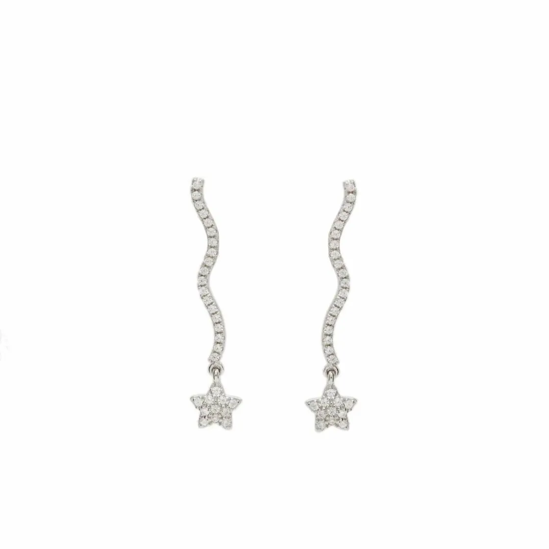 Pendientes Largos | LINEARGENT Pendientes largos de plata con zigzag de estrella