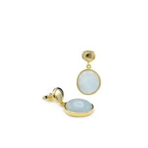 Pendientes Largos | LINEARGENT Pendientes largos de plata de piedras de colores plata lisa dos piezas baño en oro