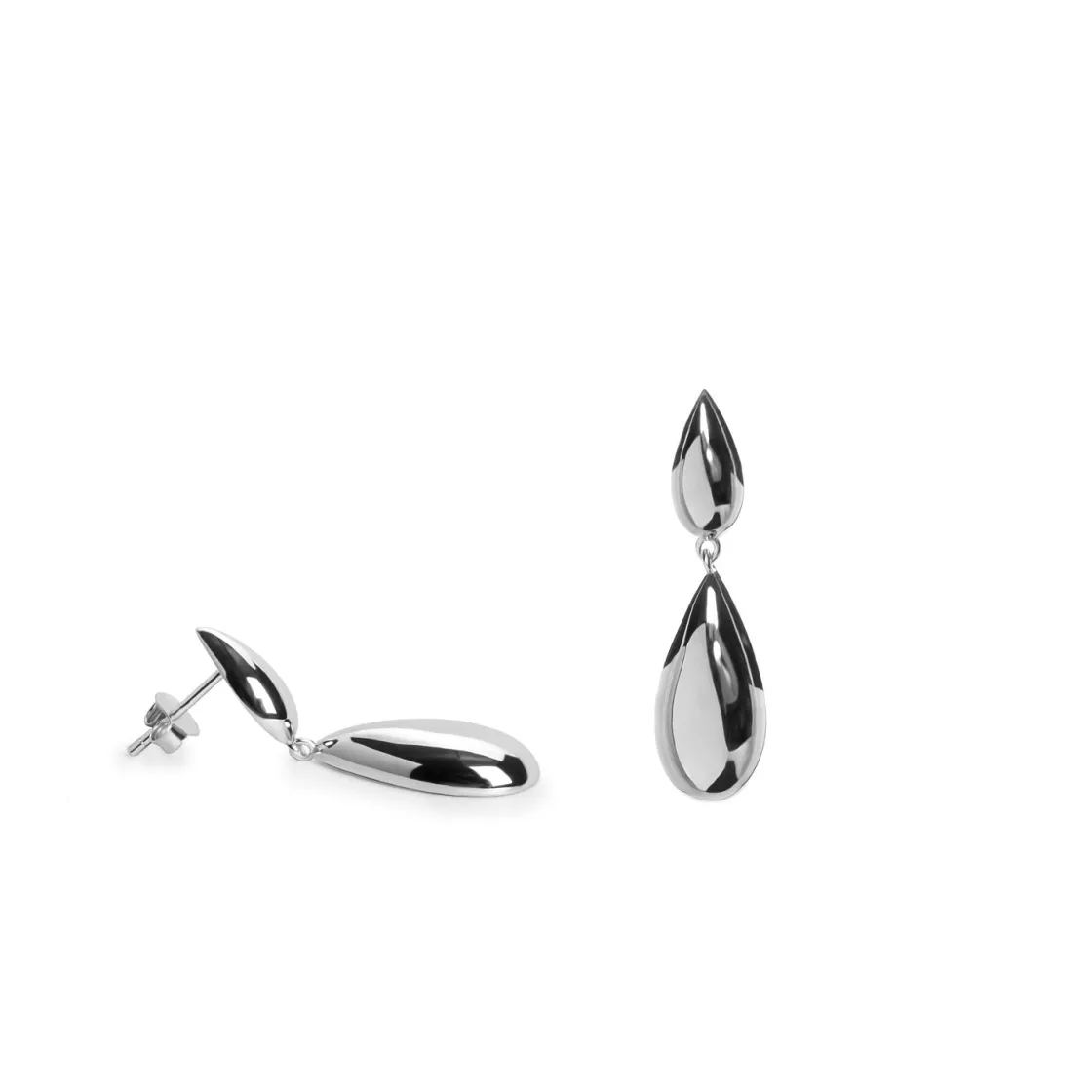 Pendientes Largos | LINEARGENT Pendientes largos de plata diseño doble lágrima