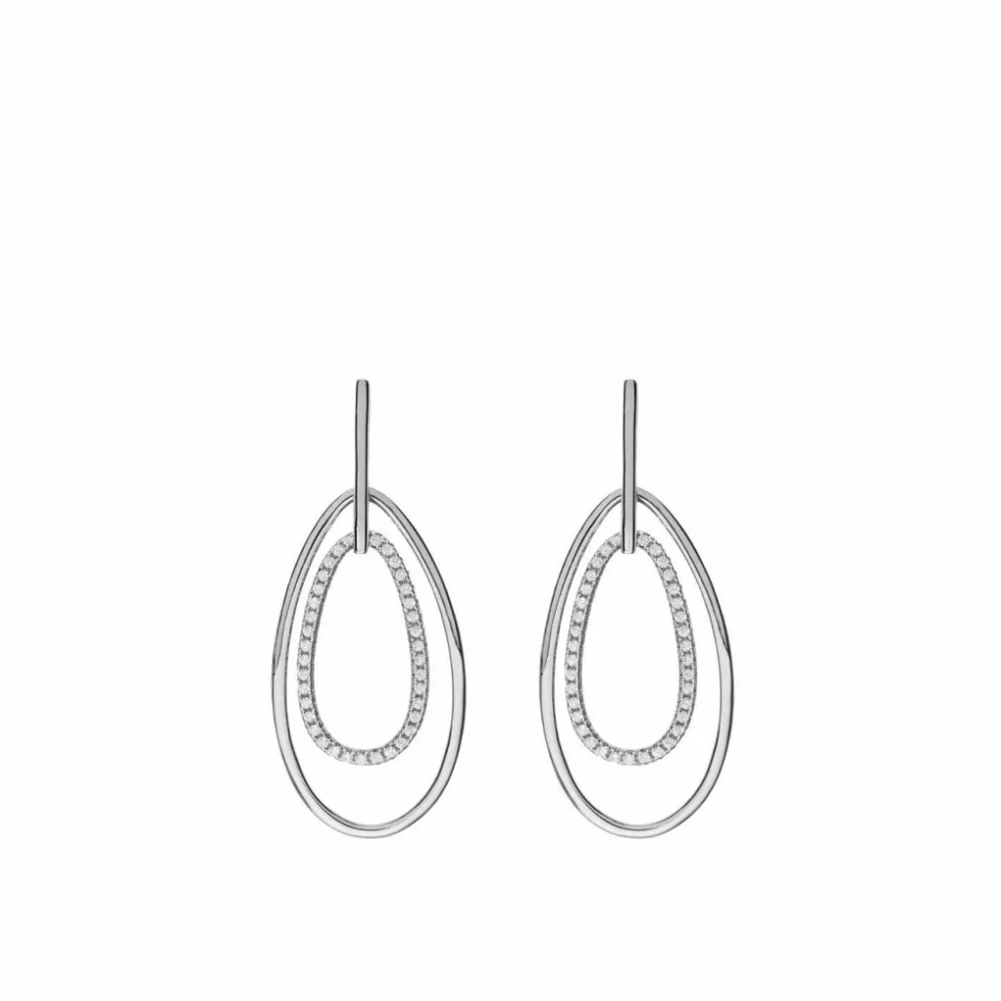 Pendientes Largos | LINEARGENT Pendientes largos de plata diseño doble motivo