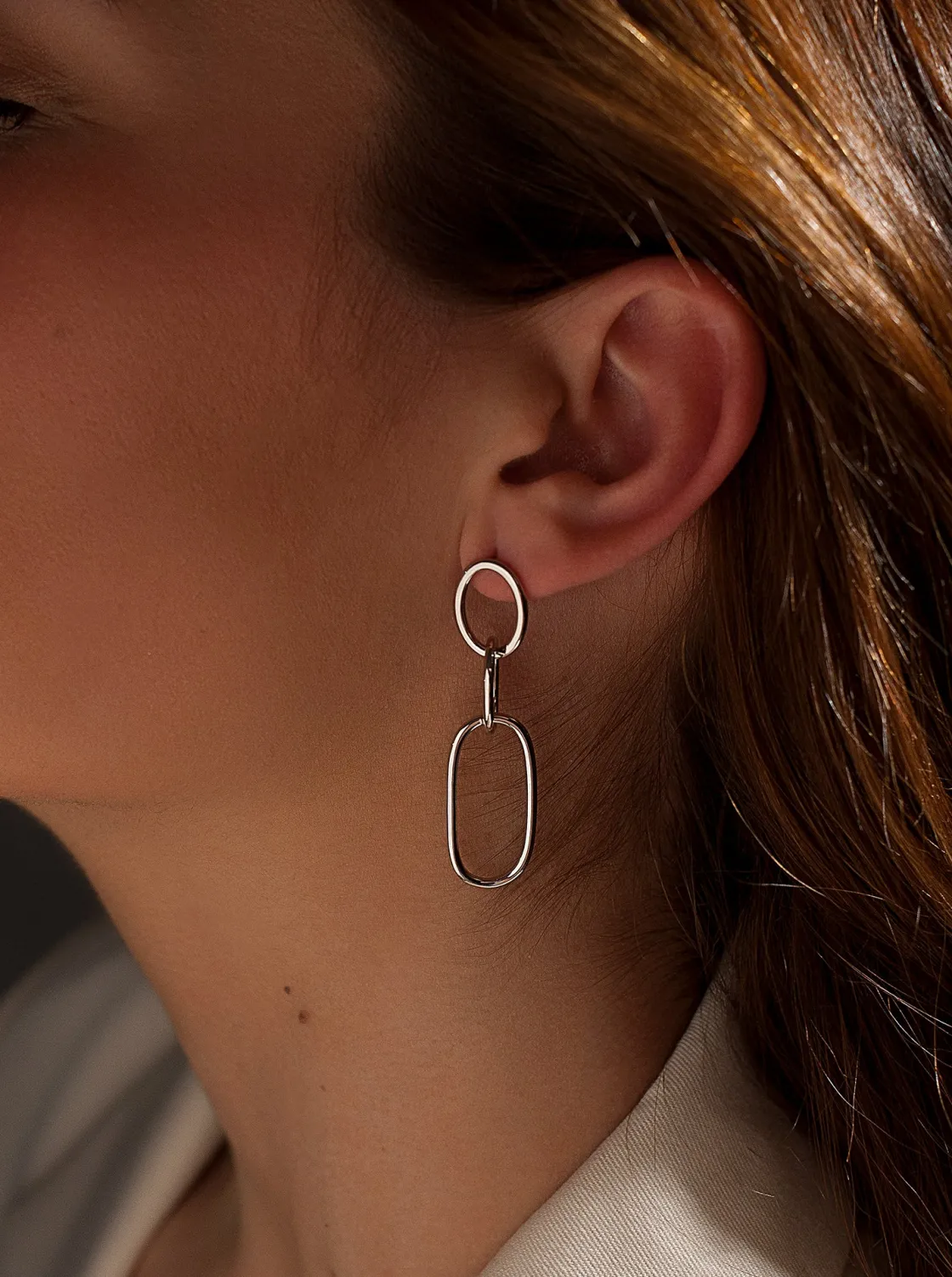 Pendientes Largos | LINEARGENT Pendientes largos de plata diseño eslabones