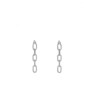 Pendientes Largos | LINEARGENT Pendientes largos de plata eslabones con circonita