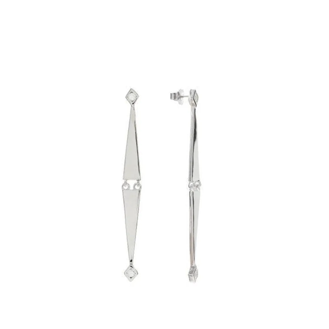 Pendientes Largos | LINEARGENT Pendientes largos de plata finos diseño doble triangulo móviles