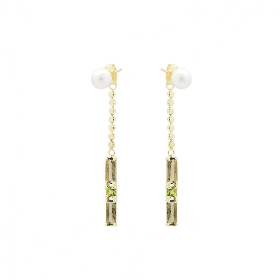 Pendientes Largos | LINEARGENT Pendientes largos diseño de perla y motivo colgante