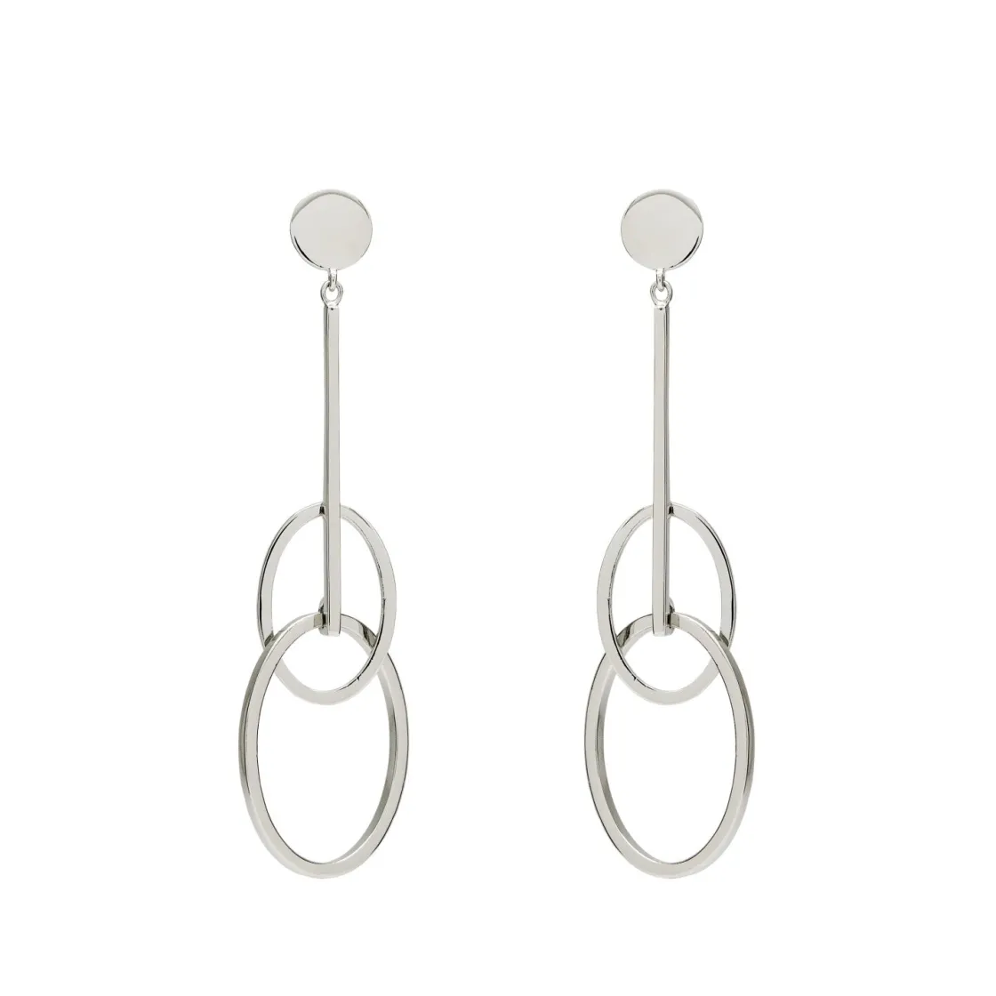 Pendientes Largos | LINEARGENT Pendientes largos diseño doble aro entrelazado