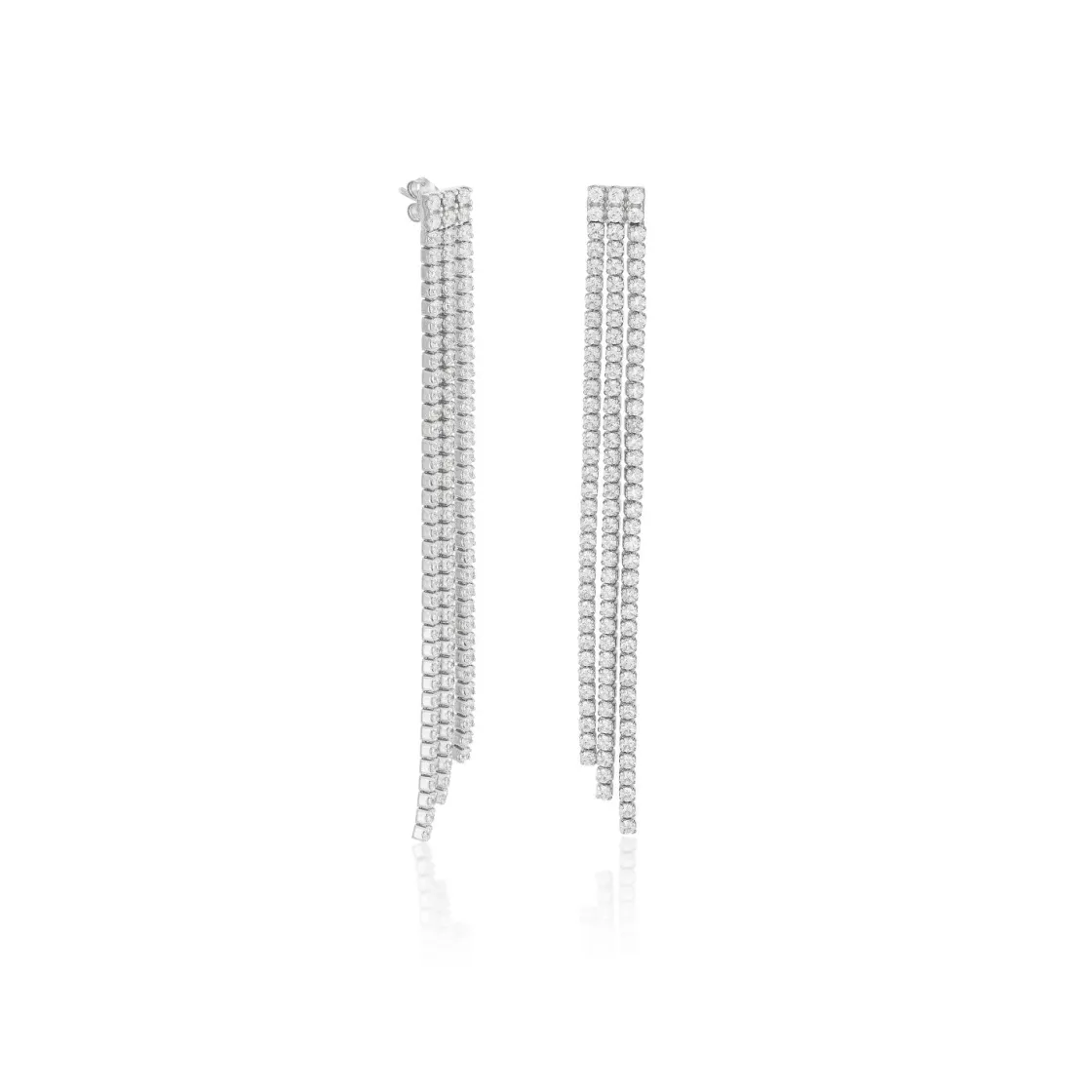 Pendientes Largos | LINEARGENT Pendientes largos diseño tres tiras desiguales de circonitas