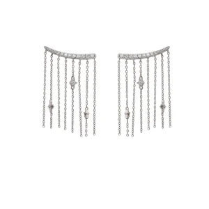 Pendientes Largos | LINEARGENT Pendientes largos efecto cascada con cadenas finas y circonitas