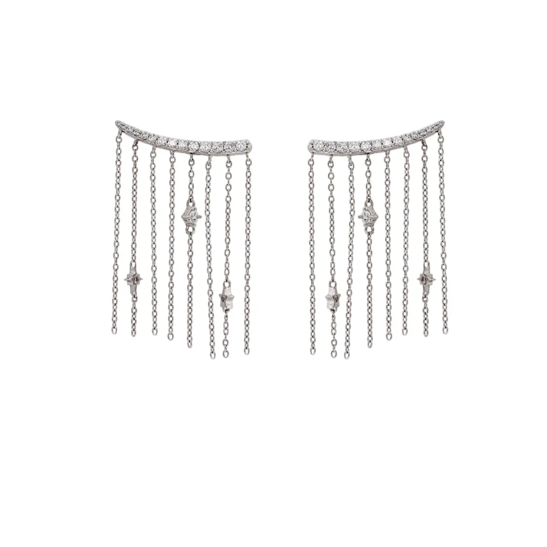 Pendientes Largos | LINEARGENT Pendientes largos efecto cascada con cadenas finas y circonitas