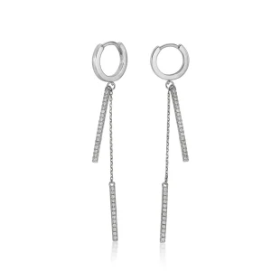 Pendientes Largos | LINEARGENT Pendientes largos estilo aro con detalle rígido de circonitas