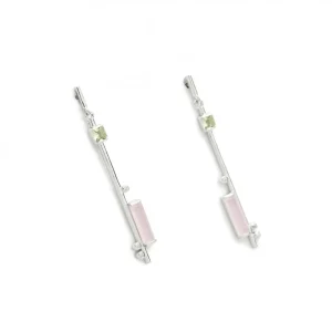 Pendientes Largos | LINEARGENT Pendientes largos finos de plata con gemas en tonos claros