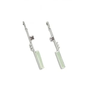 Pendientes Largos | LINEARGENT Pendientes largos finos de plata diseño asimétrico con gemas
