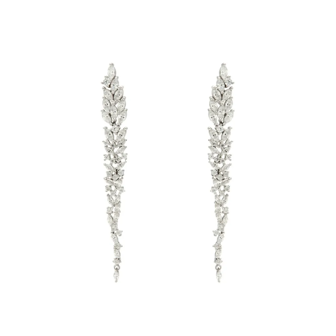 Pendientes Largos | LINEARGENT Pendientes largos novia con circonitas diseño floral