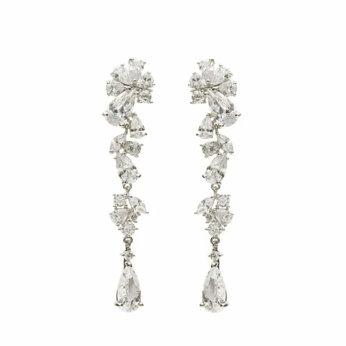 Pendientes Largos | LINEARGENT Pendientes largos novia diseño cascada brillante