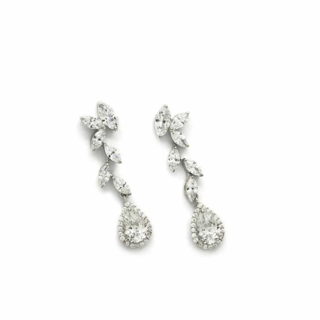 Pendientes Largos | LINEARGENT Pendientes largos novia diseño pétalos y lágrima final