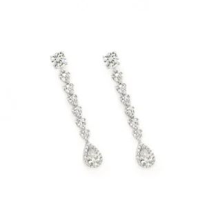 Pendientes Largos | LINEARGENT Pendientes largos novia estilo lineal con circonitas