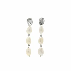 Pendientes Perlas | LINEARGENT Pendientes largos perlas diseño líquido irregular