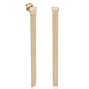 Pendientes Largos | LINEARGENT Pendientes largos plata bañada en oro diseño snake