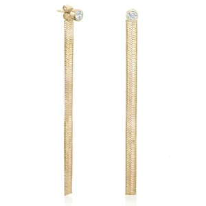 Pendientes Largos | LINEARGENT Pendientes largos plata bañada en oro diseño snake con circonita