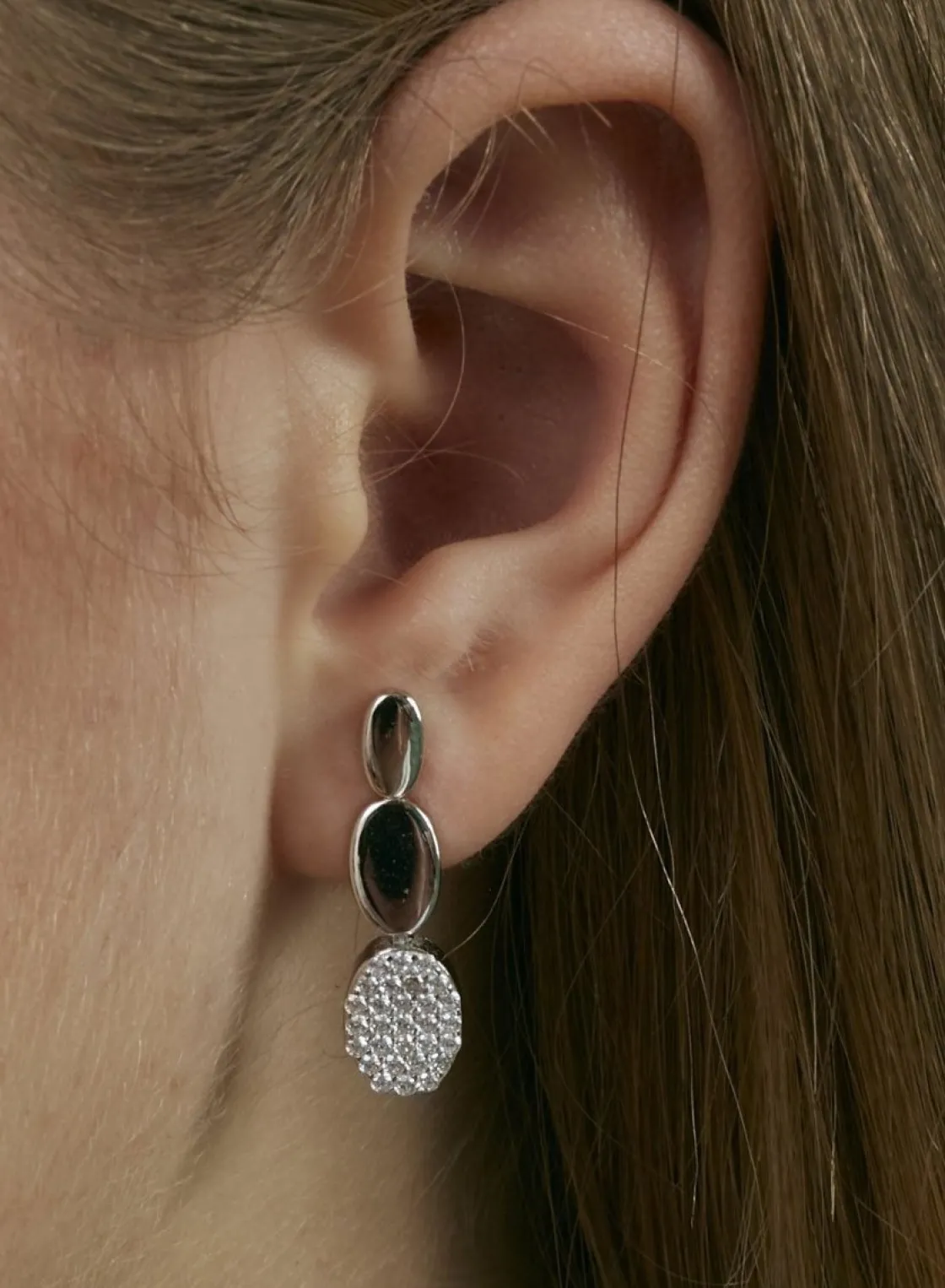 Pendientes Largos | LINEARGENT Pendientes largos plata brillantes motivos redondos y circonitas