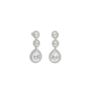 Pendientes Largos | LINEARGENT Pendientes largos plata brillantes novia móviles de 3 piezas con lágrima