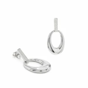 Pendientes Largos | LINEARGENT Pendientes largos plata circulares con enganche de circonita